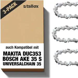 3 tallox Sägeketten 3/8" 1,1 mm 52 TG 35 cm Schwert kompatibel mit Oregon Makita