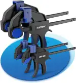 KISTEK® Einhandzwingen Set [4 Stück] - Schnellspannzwinge mit 20-75kg Spannkraft - Carbonstahl Ei...