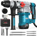 ENEACRO SDS-Plus Bohrhammer, 1500W 6Joule Abbruchhammer 6 Variable Geschwindigkeit 0-920U/Min mit 4 Funktionen, Anti-Vibrationsgriff und Sicherheitskupplung, 32 mm Bohrleistung in Beton