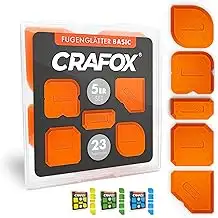 CRAFOX Fugenglätter Set 5er ORANGE – 23 Fugenformen – Silikon Abzieher & Fugenab