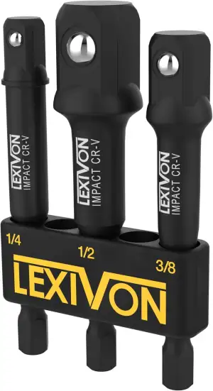 LEXIVON Stecknuss Adapter bit set (3 teiliges 7.5cm lang) 6.35 | 9.5 | 12.7mm fü