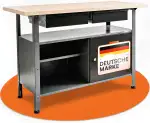Ondis24 Werkbank Fritz - Höhenverstellbare Werkbank Mit Schubladen, Metall Anthrazit, 120x60x85(H) cm, 25mm Dicke Melamin-Arbeitsplatte, Abschließbare Tür, Belastbar Bis 250kg (Melamin, 120cm)