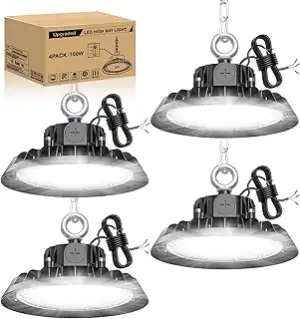 UFO 4 Stück LED Hallenstrahler 100W Treiber Dimmbare 170lm/W UFO High Bay Lampe 