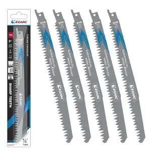 EZARC Säbelsägeblätter Set 5tlg für Holz, Zubehör Säbelsäge, R931GS für schnelle