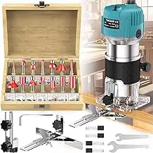 Electric Hand Holz Oberfräse 800W, Kantenfräse mit 15pcs 1/4" Spannzange, 30000R