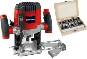 Einhell Oberfräse TC-RO 1155 Kit (1100 Watt, Ø 6 und 8 mm, Drehzahlregulierung, 