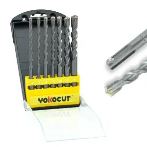 SDS Plus Hammerbohrer Set 7tlg. 4X Schneiden, Steinbohrer Stahlbeton Mauerwerk Z