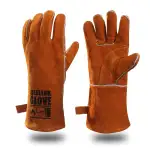 QeeLink Schweißhandschuhe, hitze- und verschleißfest, gefüttert, Leder, feuerfeste Nähte, für Sch...