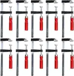 Schraubzwingen-Set, 10er-Pack F-Klemme 300 mm/200 mm/150 mm, Spanneinteilung 50 mm, Gusseisen, fü...