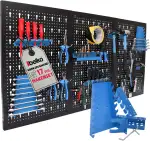 Werkzeuglochwand aus Metall mit 17tlg. Hakenset, ca. 120 x 60 x 1,5 cm, Werkzeug-wand Loch-wand für Werkstatt, Blau, Panorama24…