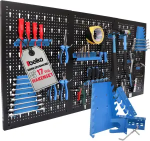 Werkzeuglochwand aus Metall mit 17tlg. Hakenset, ca. 120 x 60 x 1,5 cm, Werkzeug