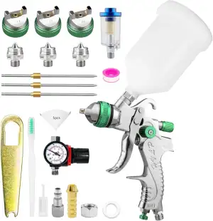 RRJ HVLP Lackierpistole Spritzpistole Kit mit 1,4/1,7/2,0mm, Profi Lackierpistol