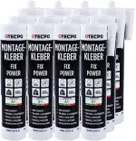 TECPO Montagekleber Fix Power, 12x 480g Universal Baukleber Kartuschen Kraftkleber 200kg 10 cm² f...