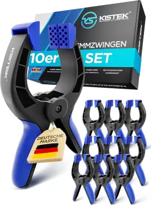 KISTEK® Klemmzwingen Set [10 Stück] - Federklemmen mit über 8cm Spannweite und s