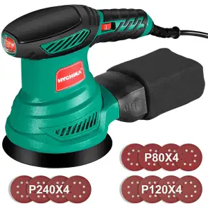 HYCHIKA Exzenterschleifer, 300W Schleifmaschine mit Absaugung für Holz, 6 Geschw