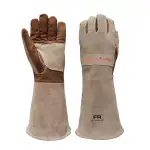 Grillhandschuhe und Schweißhandschuhe aus Rindsleder, langärmelig, feuerfeste und hitzebeständige...