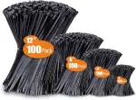 400 Stück Kabelbinder Schwarz Set,300/200/150/100 mm(100 Stück),WLEAD 18KG Zugfestigkeit Selbstve...