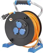 as - Schwabe Xperts Doppelrohr Profi-Kabeltrommel 50 m H07BQ-F 3G1,5, 230V / 16A, 3 Schutzkontakt...