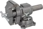 HRB robuster Schraubstock drehbar groß - 100 mm Spannweite-, multifunktionaler Profi Tischschraubstock, zwei Achsen Rotation 360 Grad parallel Schraubstock, hochwertige Stahlbacken (100mm)
