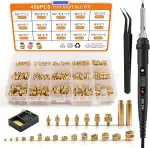 450 Stk Gewindeeinsätze Lötspitzen Set, LCD Einstellbarer Temperatur Lötkolben mit 7 stk Lötspitz...