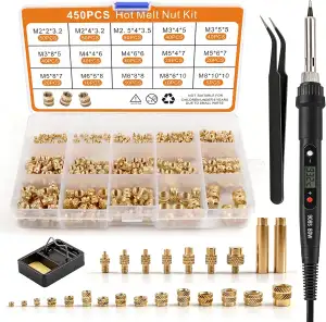 450 Stk Gewindeeinsätze Lötspitzen Set, LCD Einstellbarer Temperatur Lötkolben m