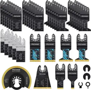 PECHAM 45PCS Multitool Sägeblätter Wood,Universal Holz Metall Oszillierende Oszi