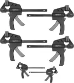 Amazon Basics 6 Stück, Einhandzwinge, 2 Stück 10,16 cm, 4 Stück 15,24 cm, Schwarz Grau