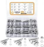 VIGRUE 408 Stück M5 M6 M8 Sechskantschrauben Edelstahl A2 Schrauben Set mit Muttern Unterlegschei...