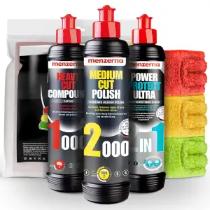 Menzerna Autopolitur Set | Heavy Cut Compound 1000 + Medium Cut Politur 2000 + P