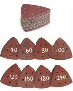 Delta Schleifpapier Set 50 Stück 120 Körnung 6 Loch 93x93x93mm Klett dreieckig für Dreieckschleif...