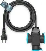 15m Gummi-Verlängerungskabel H07RN-F 3G1,5mm² mit 3-Fach Verteiler für Baustellen, Werkstatt, Ind...