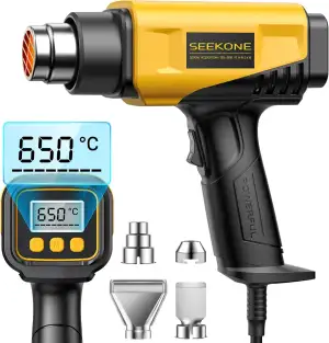 SEEKONE 2000W Heißluftpistole mit LCD-Digitalanzeige, 50℃ - 650℃ Temperatur und 
