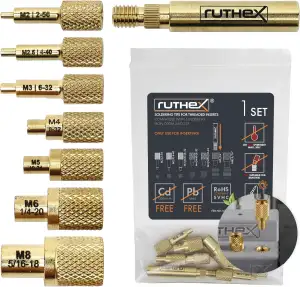 ruthex 7x Lötspitzen/Einschmelzhilfe Set - Lötkolbenspitzen für ruthex Gewindeei