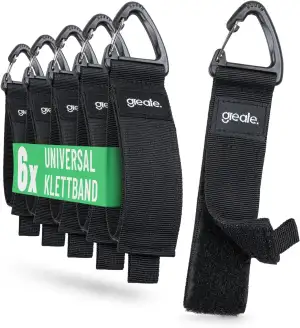 greate 6x Verlängerungskabel Organizer & Aufhänger bis 22kg - Klettband mit Hake