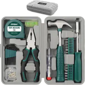 Hi-Spec 25-teiliges grünes, kleines, kompaktes Handwerkzeug-Set für Heim- und Bü