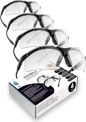 kela 4er Pack Schutzbrille SKY I 100% Made in Germany | splitterfrei kratzfeste 