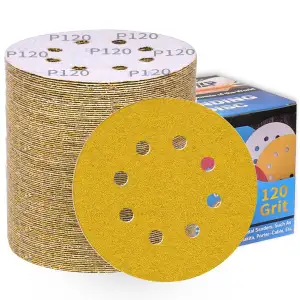 100 Stück Schleifpapier 125mm Klett 120 Körnung Schleifscheiben für Exzenterschl