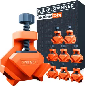 PRESCH Winkelspanner 8 Stk. - Eckspanner für Brettstärken bis 26mm - 25kg Spannk
