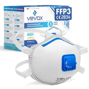 FFP3 Maske mit Ventil – 5er, 10er oder 20er Set – Staubmaske – Atemschutzmaske –