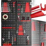 tectake® Werkzeug Lochwand aus Metall, 160 x 60 x 2 cm, Werkzeugwand Lochplatte, inkl. Werkzeugha...