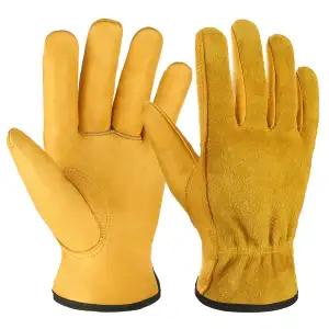 OZERO Gartenhandschuhe Herren Leder Dornenfest - Arbeitshandschuhe EN388 (2143X)