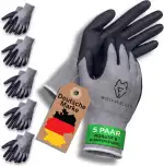 WOLFSFELLER Premium Arbeitshandschuhe Herren Gr 10 | 5 Paar robuste & komfortable Arbeitshandschu...