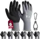 6 Paar Arbeitshandschuhe mit grip herren, mit Rutschfeste Nitril-Beschichtung Mechaniker Handschu...