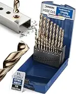 Metallbohrer Set HSS Cobalt 19tlg. | HSS-Co5 Profi Edelstahlbohrer 1-10mm | Selbstzentrierender K...