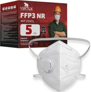 FFP3 Maske mit Ventil – 5-10-15-20 Stück – Zertifizierte FFP3 Atemschutzmaske na