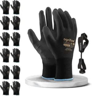 FUZZIO 12 Paar PU besichtet Arbeitshandschuhe Handschuh-Klammer