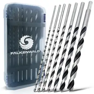 Falkenwald Holzbohrer Set lang 7tlg. + Koffer - Holzbohrer lang für präzise Bohr