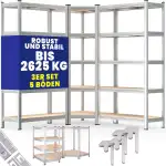 Monzana® 3er Set Schwerlastregal Eckregal 2625 kg 15 MDF-Platten Regal Lagerregal Kellerregal Ste...