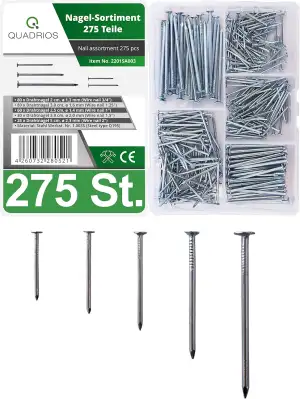 GmbH | 275 Stück Stahlnägel Set | Nagel Set aus Stahl | Lange und kurze Nägel au