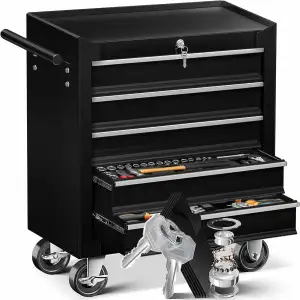 MASKO® Werkstattwagen rollbar 5 Schubladen abschließbar, mobiler Rollwagen zur W